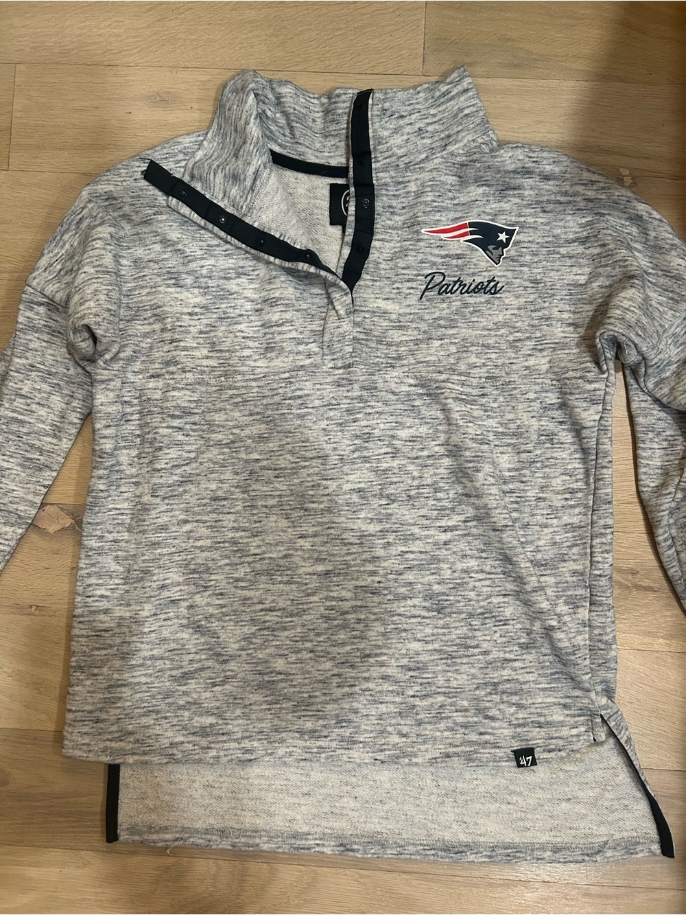 47 Heather Gray Pullover with Navy Trim - Picture 2 of 3